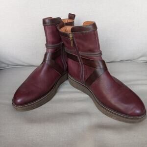 Women's Ladies' Burgundy PIKOLINOS Leather Ankle Boots US Size 6.5 EU Size 37